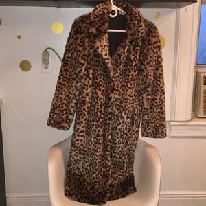 LEOPARD print faux fur coat
